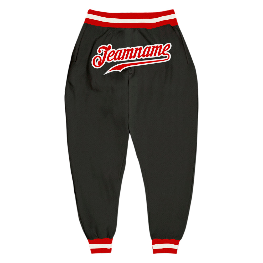 Custom Black Red-White Sports Pants