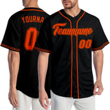 Custom Black Orange-Black Authentic Baseball Jersey