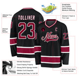 Custom Black Maroon-White Hockey Jersey