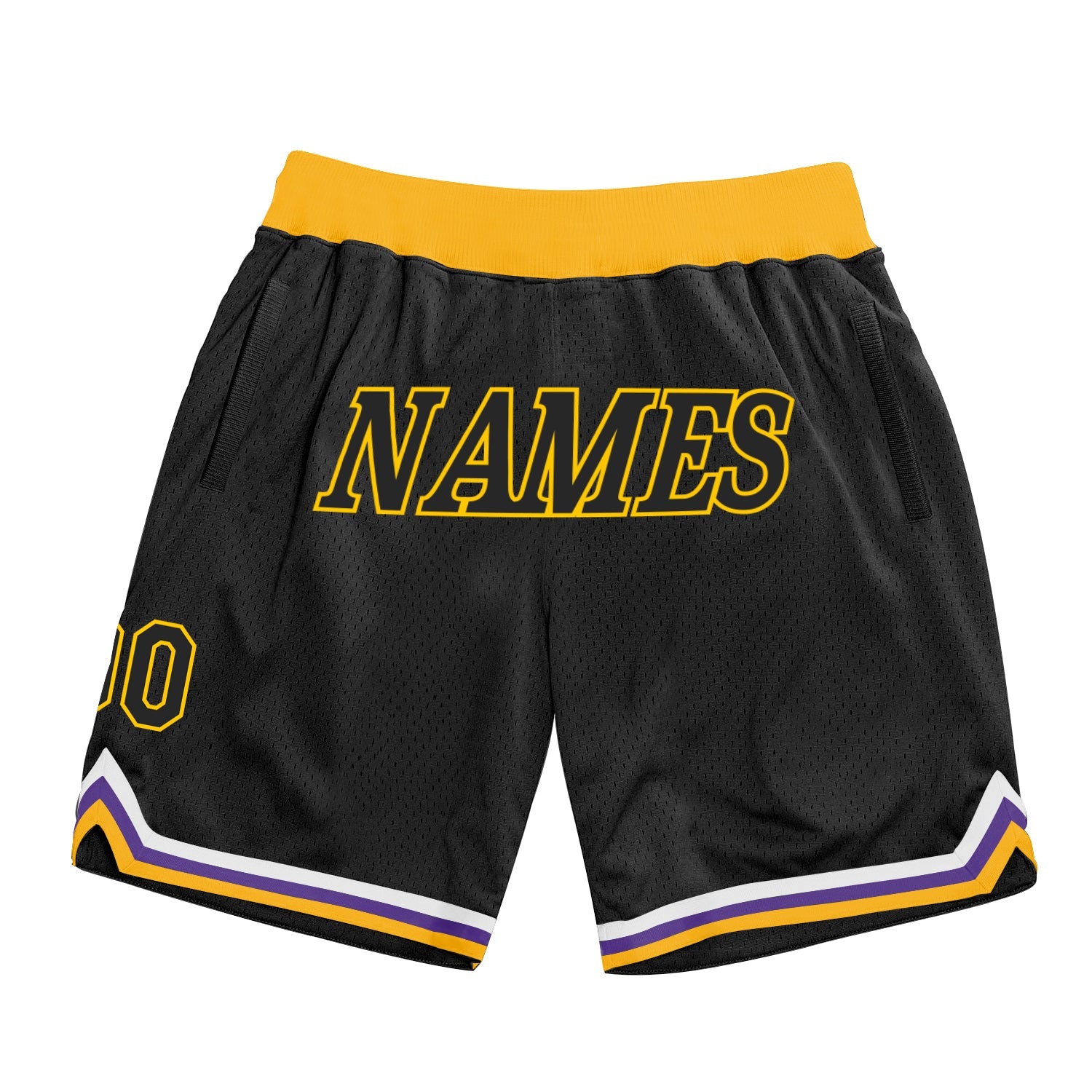 Custom Black Black-Gold Authentic Throwback Basketball Shorts