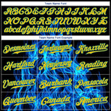Custom Black Gold-Teal 3D Pattern Design Flame Authentic Baseball Jersey