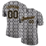 Custom Black Black-Old Gold 3D Pattern Design Snakeskin Performance T-Shirt