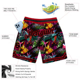 Custom Black Black-Red 3D Pattern Design Tropical Palm Leaves Authentic Basketball Shorts