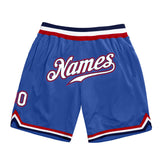 Custom Blue White-Red Authentic Throwback Basketball Shorts