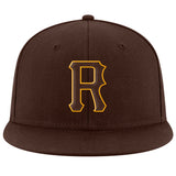 Custom Brown Brown-Gold Stitched Adjustable Snapback Hat