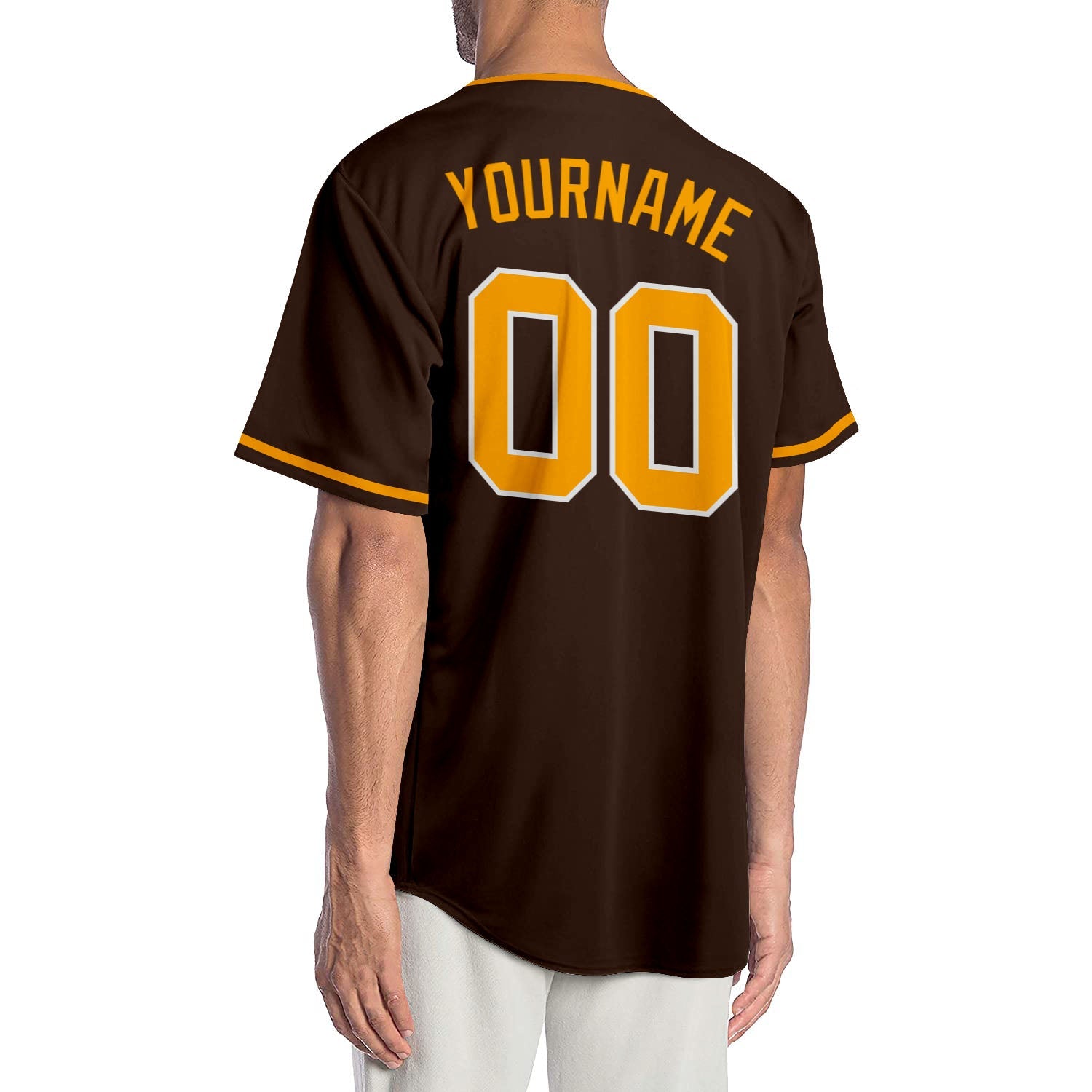Custom Brown Gold-White Authentic Baseball Jersey