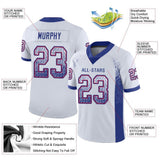 Custom White Royal-Red Drift Fashion Football Jersey