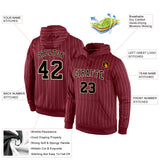 Custom Stitched Burgundy Cream Pinstripe Black-Cream Sports Pullover Sweatshirt Hoodie