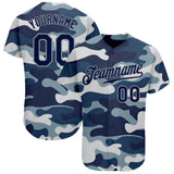 Custom Camo Navy-Gray Authentic Salute To Service Baseball Jersey
