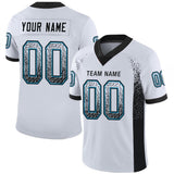 Custom White Black-Panther Blue Drift Fashion Football Jersey