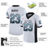 Custom White Black-Panther Blue Drift Fashion Football Jersey