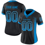 Custom Black Panther Blue-Light Gray Drift Fashion Football Jersey