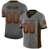 Custom Gray Brown-Orange Drift Fashion Football Jersey