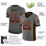 Custom Gray Brown-Orange Drift Fashion Football Jersey
