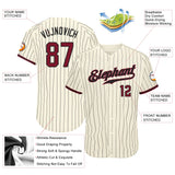 Custom Cream Black Pinstripe Crimson-Black Authentic Baseball Jersey