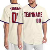 Custom Cream Red-Royal Authentic Baseball Jersey
