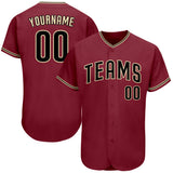 Custom Crimson Black-City Cream Authentic Baseball Jersey