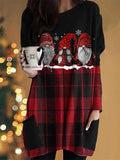 Dwarf Christmas Print Colorblock Long Sleeve T-Shirt