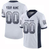 Custom White Navy-Light Gray Drift Fashion Football Jersey