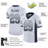 Custom White Navy-Light Gray Drift Fashion Football Jersey
