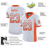 Custom White Orange-Navy Drift Fashion Football Jersey