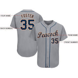 Custom Gray Navy-Orange Baseball Jersey