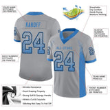 Custom Light Gray Powder Blue-Black Drift Fashion Football Jersey