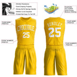 Custom Gold White Round Neck Suit Basketball Jersey