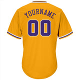 Custom Gold Purple-White Authentic Throwback Rib-Knit Baseball Jersey Shirt