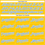 Custom Gold Light Blue-White Authentic Baseball Jersey