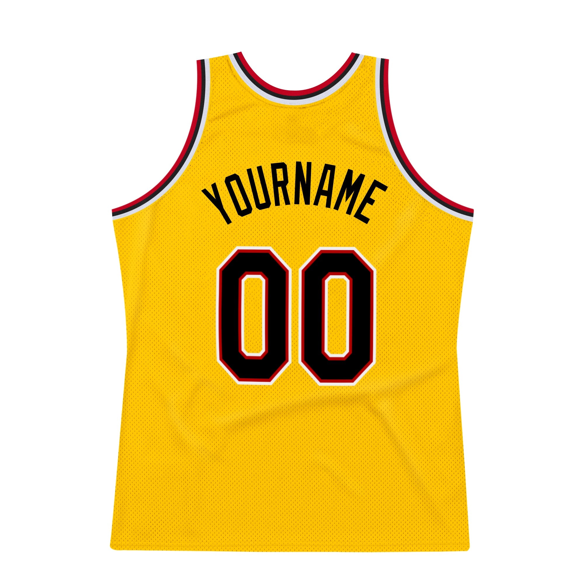 Custom Gold Black-Red Authentic Throwback Basketball Jersey