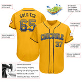 Custom Gold Navy-Light Blue Authentic Drift Fashion Baseball Jersey