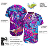 Custom Graffiti Words Pattern-White-Purple 3D Authentic Baseball Jersey