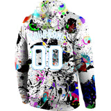 Custom Stitched Splashes Graffiti Pattern White-Light Blue 3D Sports Pullover Sweatshirt Hoodie