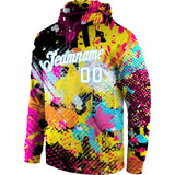 Custom Stitched Graffiti Bright Psychedelic Pattern White-Light Blue 3D Sports Pullover Sweatshirt Hoodie