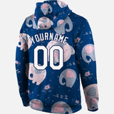 Custom Stitched Graffiti Pattern White-Navy 3D Elephant Sports Pullover Sweatshirt Hoodie