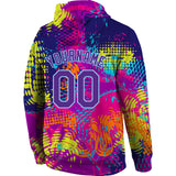 Custom Stitched Graffiti Pattern Purple-Light Blue 3D Sports Pullover Sweatshirt Hoodie