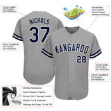 Custom Gray Navy-White Authentic Baseball Jersey