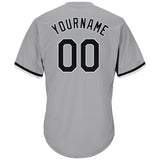 Custom Gray Black-White Authentic Throwback Rib-Knit Baseball Jersey Shirt