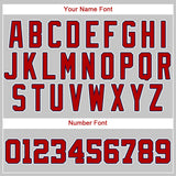 Custom Gray Red-Navy Authentic Baseball Jersey