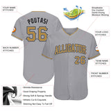 Custom Gray Old Gold-Black Authentic Baseball Jersey