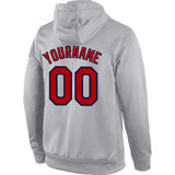 Custom Stitched Gray Red-Navy Sports Pullover Sweatshirt Hoodie