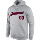 Custom Stitched Gray Navy-Red Sports Pullover Sweatshirt Hoodie