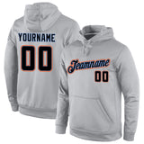Custom Stitched Gray Black-Orange Sports Pullover Sweatshirt Hoodie