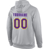 Custom Stitched Gray Purple-Gold Sports Pullover Sweatshirt Hoodie