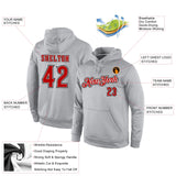 Custom Stitched Gray Orange-Black Sports Pullover Sweatshirt Hoodie