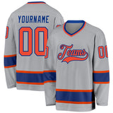 Custom Gray Orange-Royal Hockey Jersey