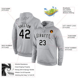 Custom Stitched Gray Black-White Sports Pullover Sweatshirt Hoodie