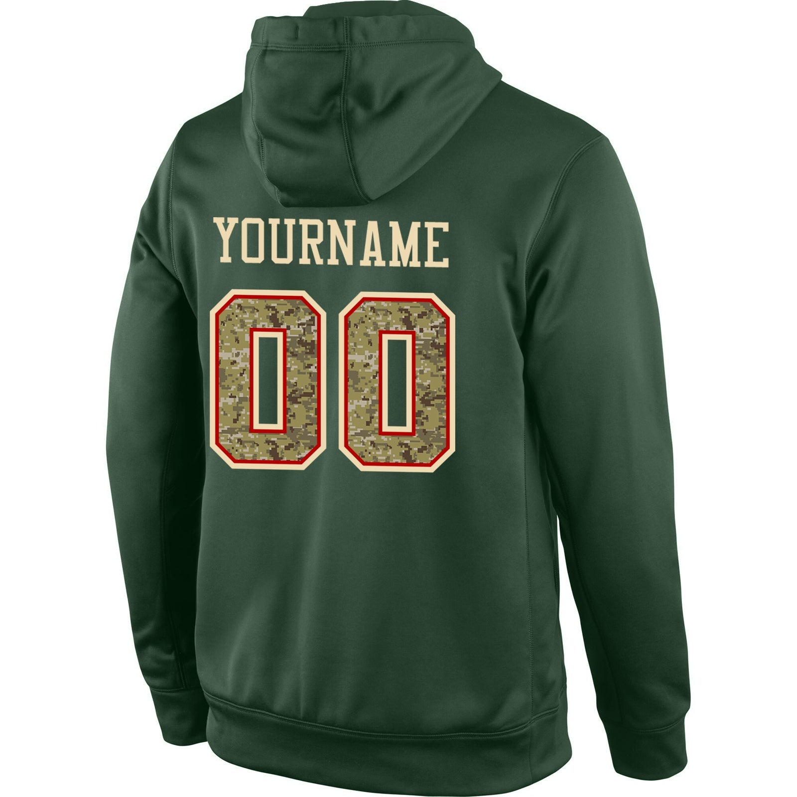 Custom Stitched Green Camo-Red Sports Pullover Sweatshirt Hoodie