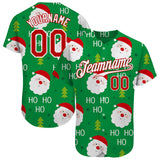 Custom Green Red-White Christmas 3D Authentic Baseball Jersey